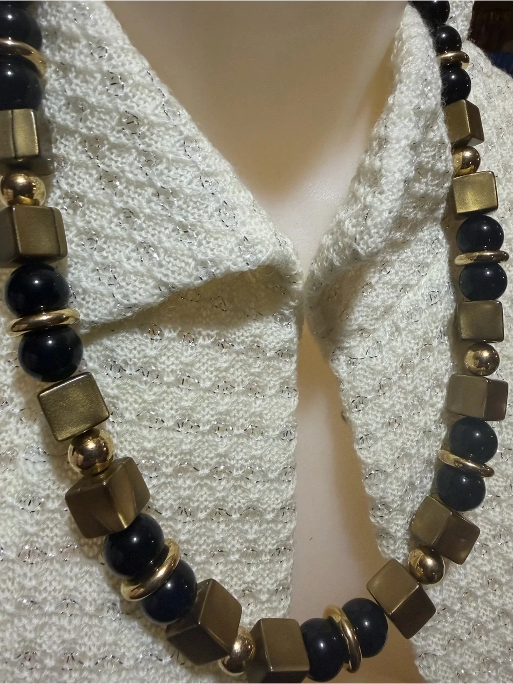 Vintage Trifari Statement Iridescent Beaded Necklace